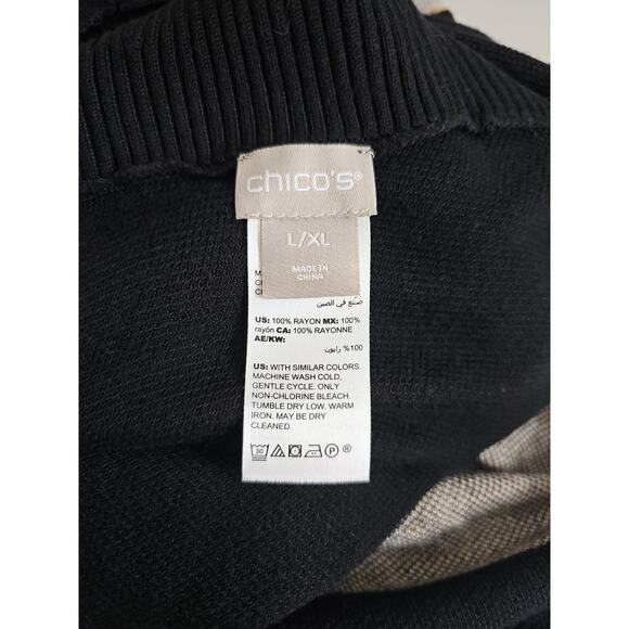 Chico's ~Woman L/XL~ Black Poncho Asymmetric Top Lagenlook Artsy Boho Turtleneck - Picture 16 of 16